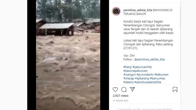 Banjir Landa Banyumas, Tenggelamkan Mobil Warga