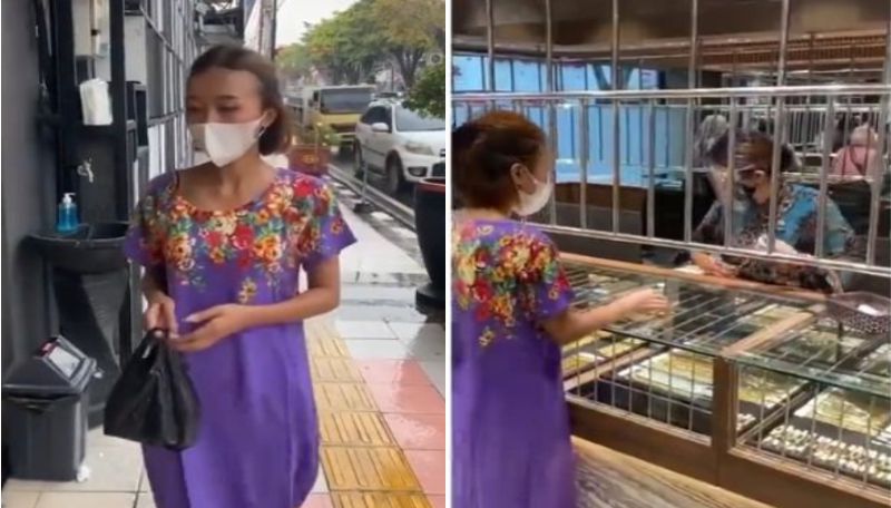 Penampilan Tak Menjamin, Wanita Berdaster & Sandal Jepit Masuk Toko Emas